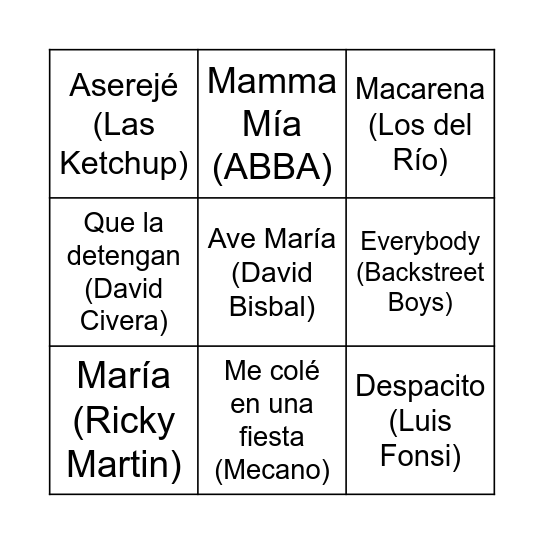 Bingo Musical M&A Bingo Card