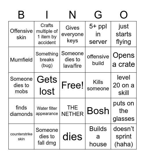 BYFIELDMC BINGO Card