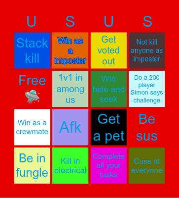 Among us Bingo Card