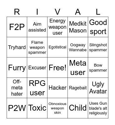 God i hate this game's player base so much, god please remove the RPG Bingo Card