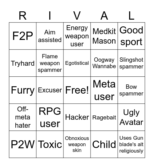 God i hate this game's player base so much, god please remove the RPG Bingo Card