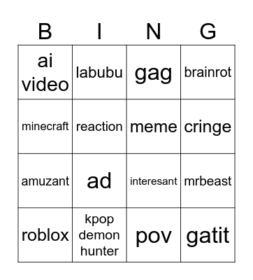 Untitled Bingo Card