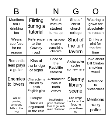 My Oxford Year Bingo Card