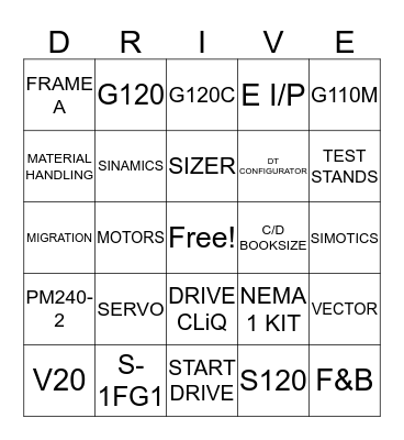 DRIVES BINGO Card