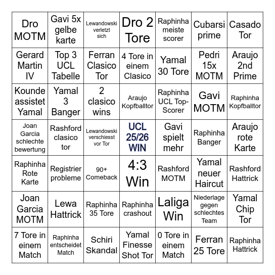 Barça 2025/26 Bingo Card
