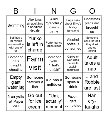 BIG house Bingo Card