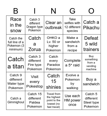 Scarlet/Violet Bingo Card
