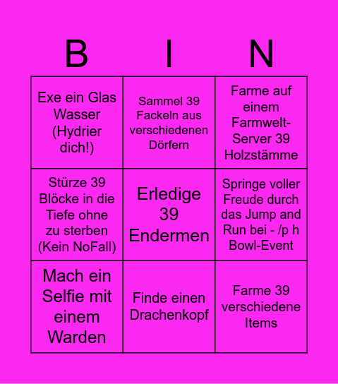 Purzeltags-Bingo Card