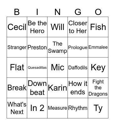 Big Fish Bingo Card
