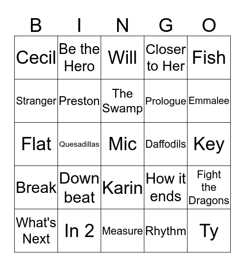 Big Fish Bingo Card