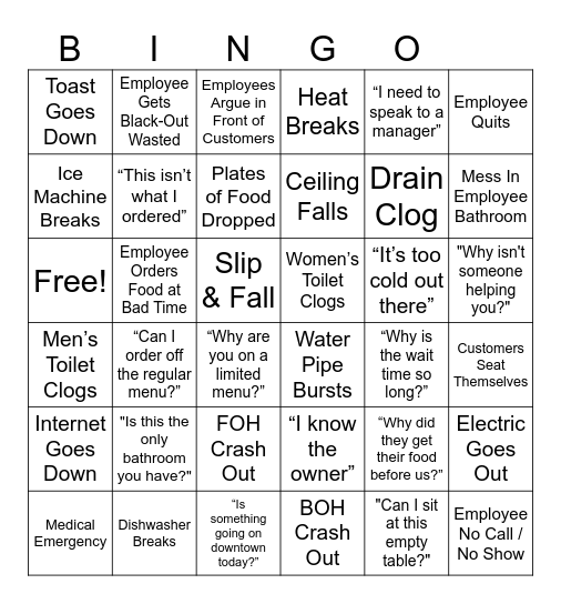 Fire and Ice Bingo Card