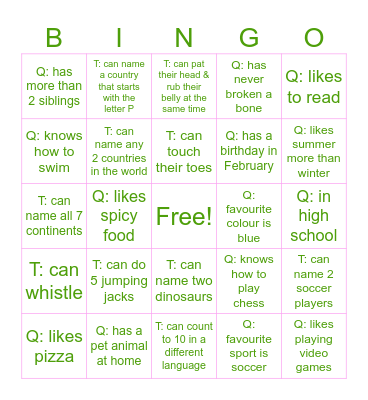 Human Bingo Card