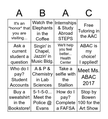 ABAC BINGO Card
