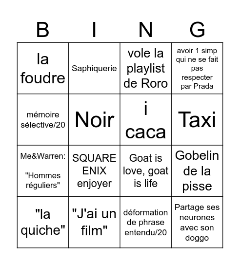 Manon core Bingo Card