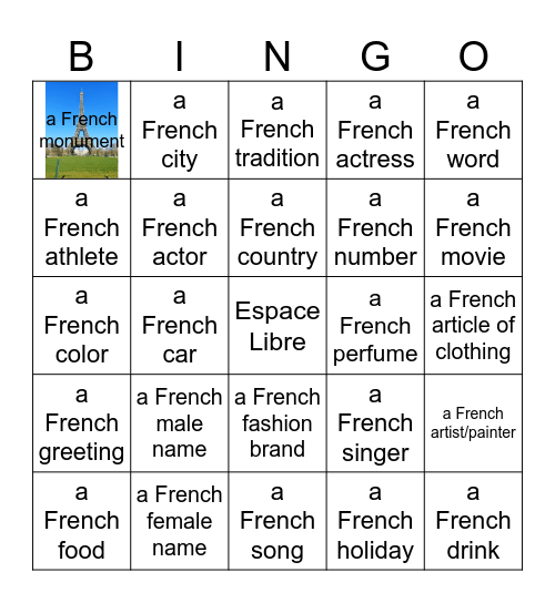 Quelque Chose Français Bingo Card