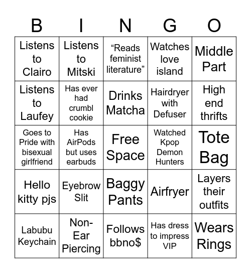 Performative Men Bingo Card