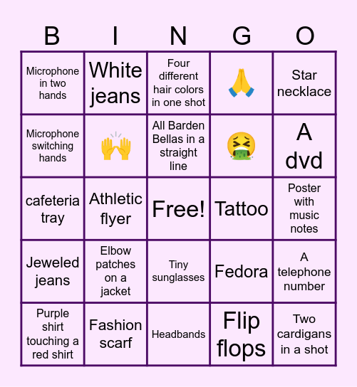 Pitch perfect Bingo Card