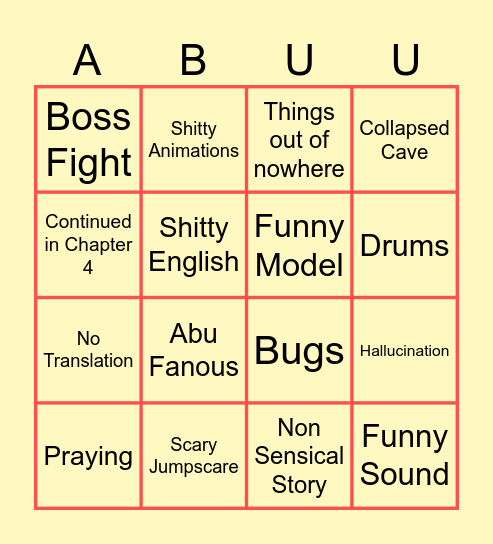 Abu Fanous Chapter 3 Bingo Card