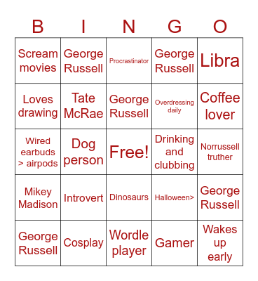 Bea core Bingo Card