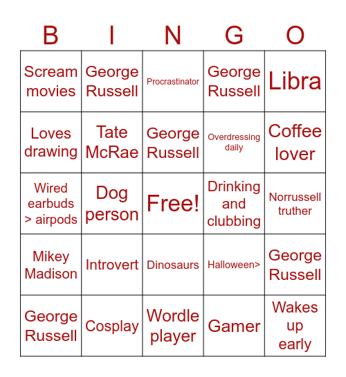 Bea core Bingo Card