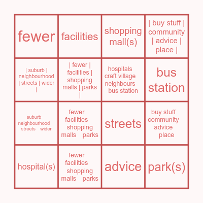 CITY LIFE Bingo Card