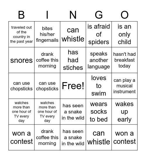 Find Someone Who... Bingo Card
