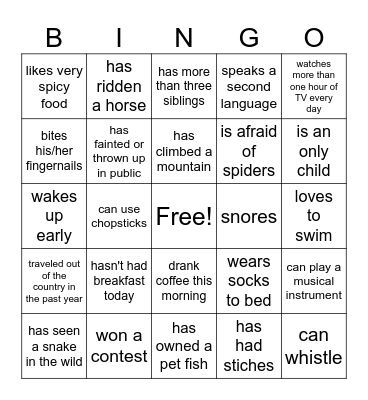 Find Someone Who... Bingo Card