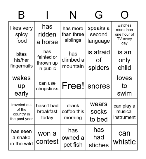 Find Someone Who... Bingo Card