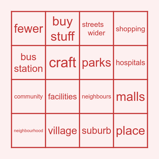 CITY LIFE Bingo Card