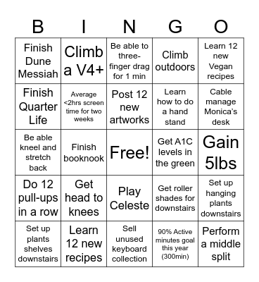 2025 Resolutions Bingo Card