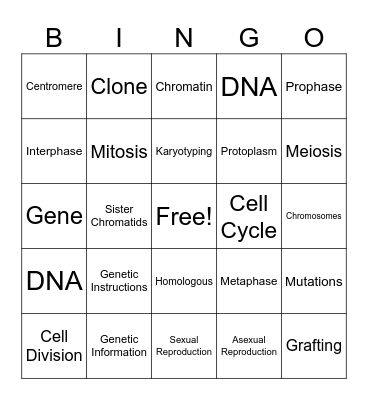 General Biology Bingo Card