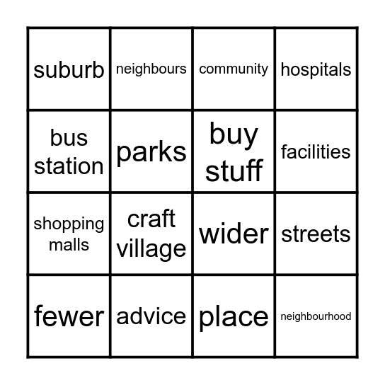 CITY LIFE Bingo Card