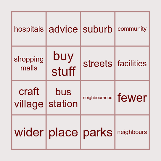 CITY LIFE Bingo Card