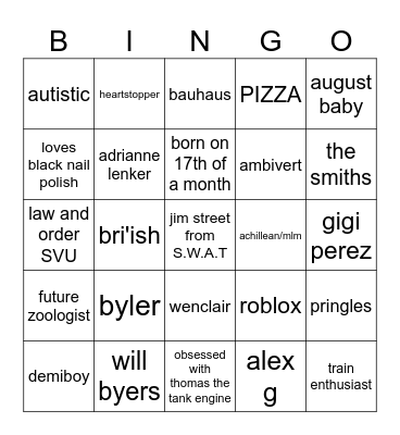 Please do! Bingo Card