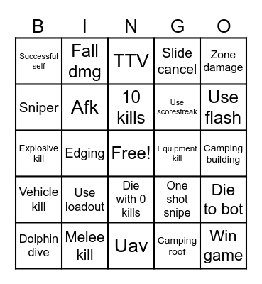 Warzone Bingo Card