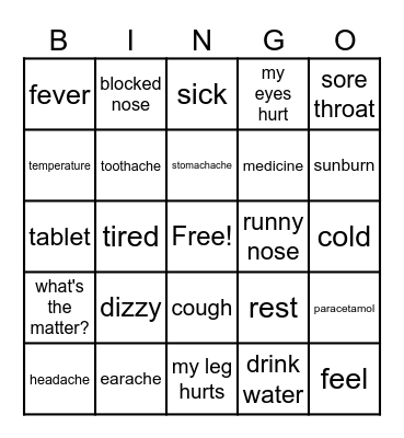 Health Bingo Card