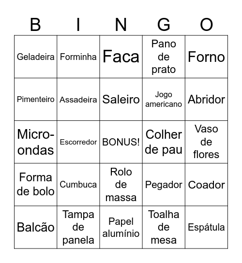 BINGO DA NOIVA Bingo Card