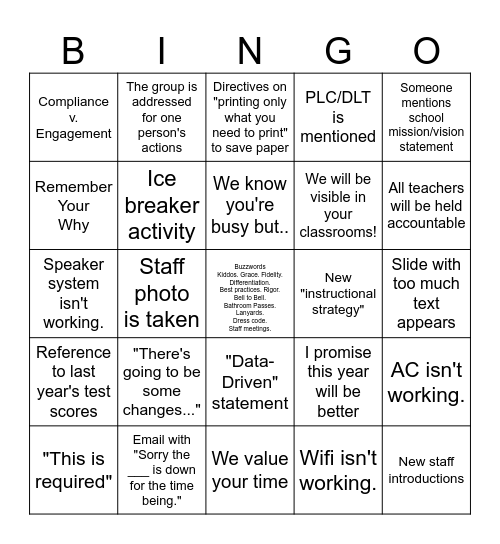 Bet. Bingo Card
