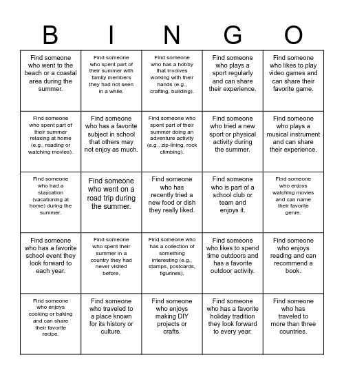 MYP4B mates Bingo Card