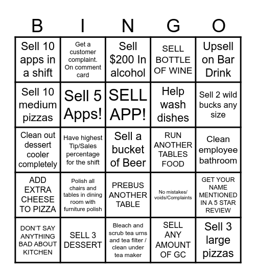 SERVER BINGO Card