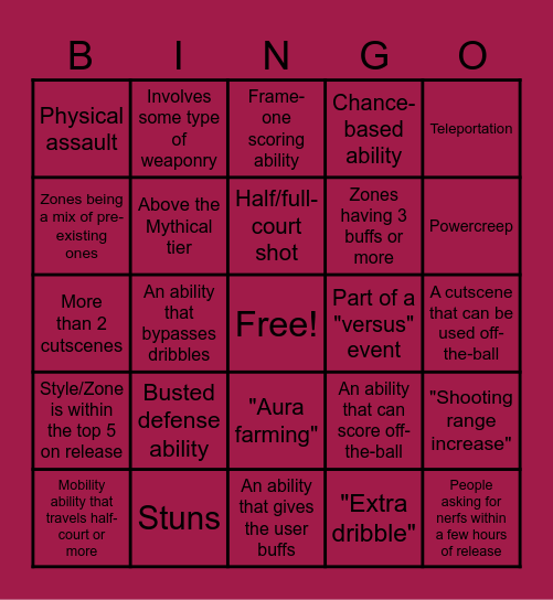 BBZ New Content Bingo Card Bingo Card