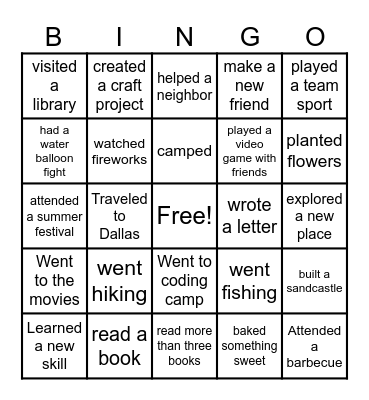 Mustang Bingo Card