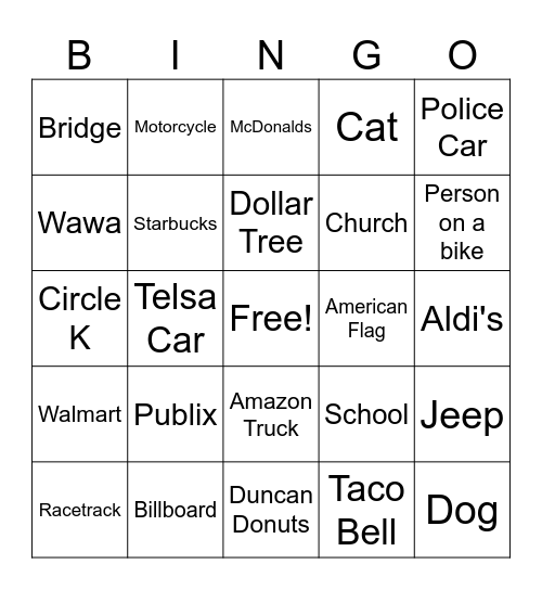 Go Pasco Bus Scavenger Hunt Bingo Card