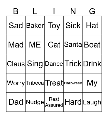 BLINGO! Bingo Card