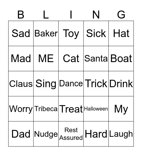 BLINGO! Bingo Card