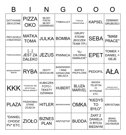 PONIEDZIALKOWE SPOTKANIE Bingo Card