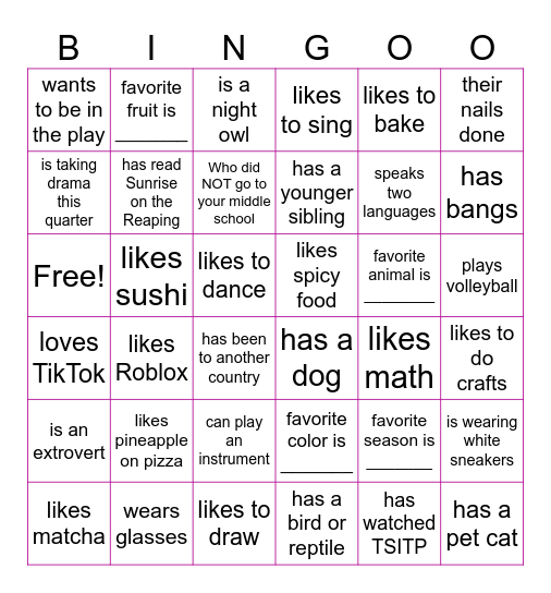 Find Someone Who... Bingo Card