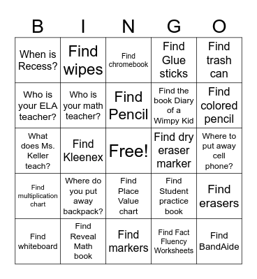 Hello Classroom! Bingo Card