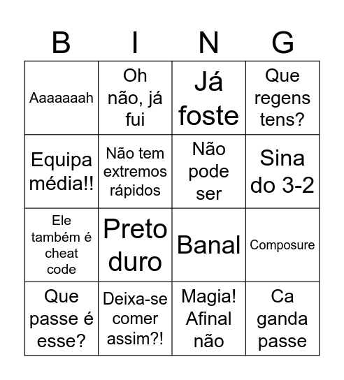 Fifini Bingo Card