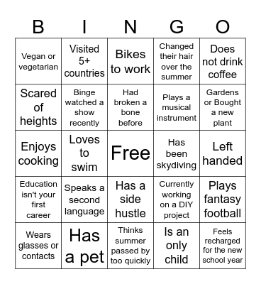 Welcome Back McKinley Staff 2025 Bingo Card